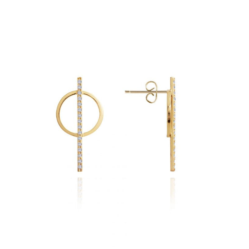Joma Jewellery Statement Studs Pave Bar Circle Earrings 3302 front and side