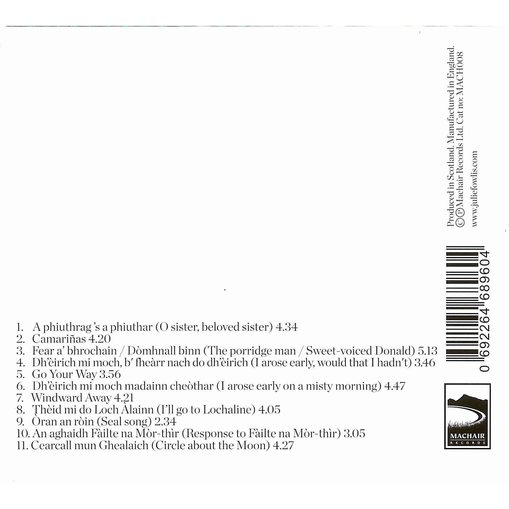 Julie Fowlis Alterum CD back cover