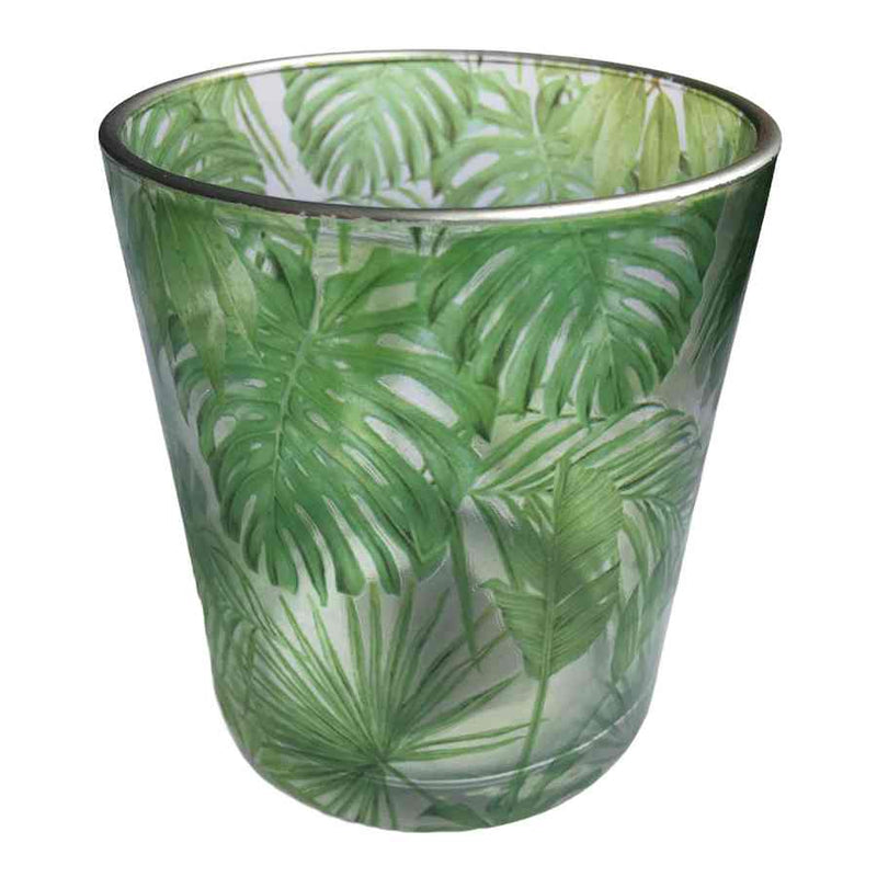 Jungle Print Glass Tea-Light Holder