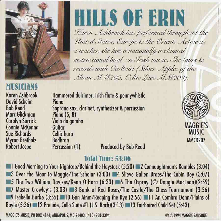 Karen Ashbrook - Hills Of Erin MMCD207 back