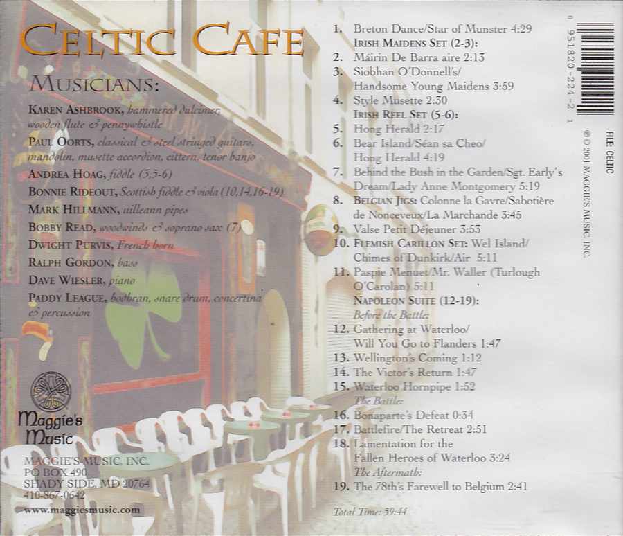 Karen Ashbrook & Paul Oorts - Celtic Cafe MM224 Track list inlay