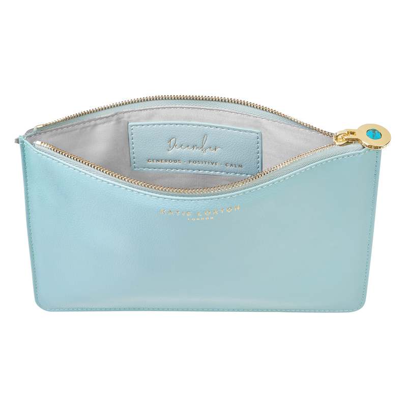 Katie Loxton Birthstone Perfect Pouch December Turquoise open