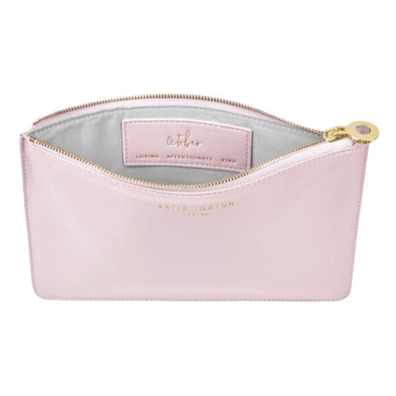 Katie Loxton Birthstone Perfect Pouch October Tourmaline Dusty Pink open
