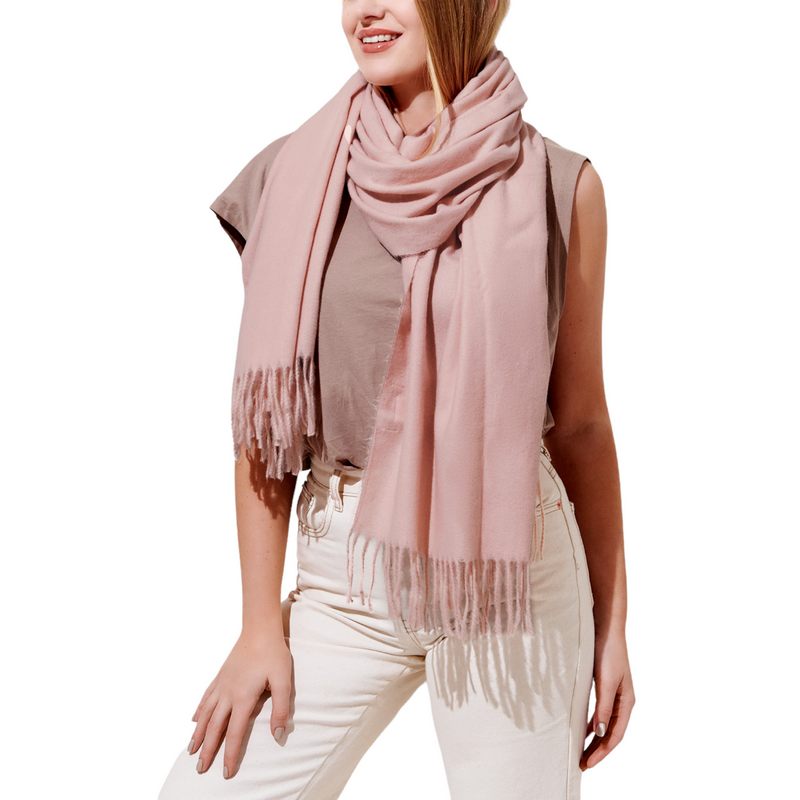 Katie Loxton Blanket Scarf in Pale Pink KLS465 on model