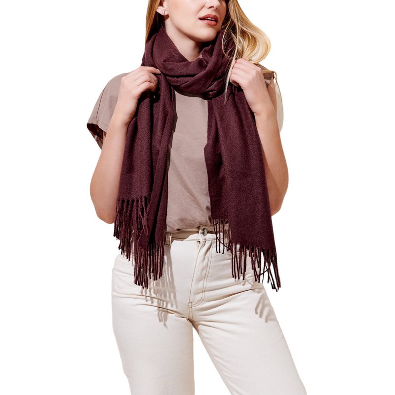 Katie Loxton Blanket Scarf in Plum KLS443 on model