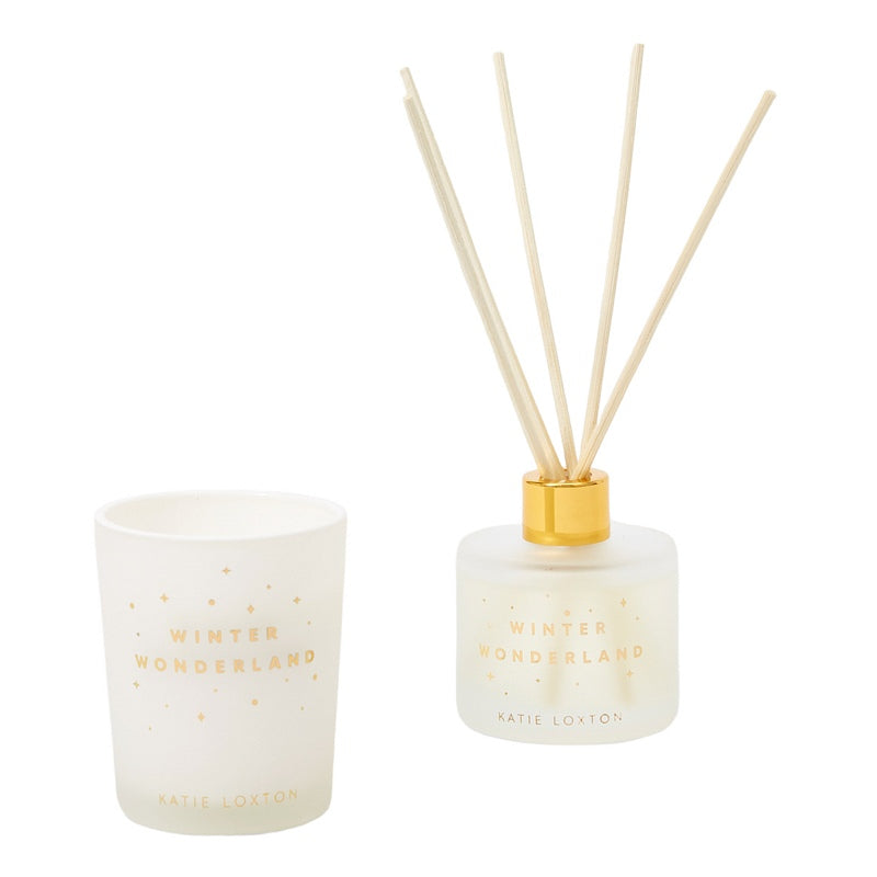 Katie Loxton Frosted Pine & Cedarwood Reed Diffuser & Candle Winter Wonderland KLC285 contents