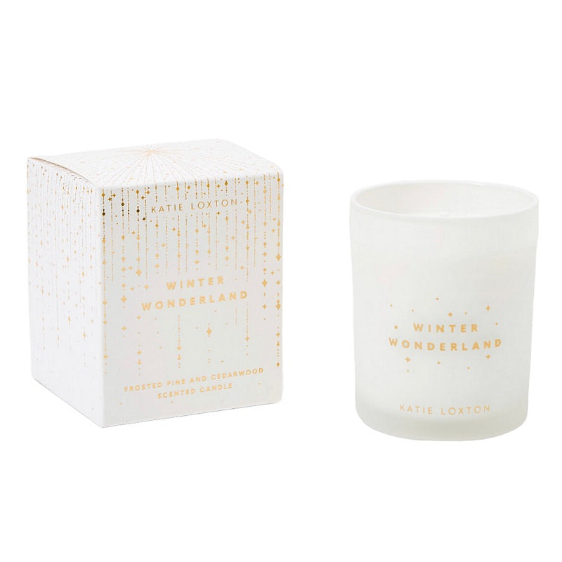 Katie Loxton Frosted Pine and Cedarwood Scented Candle Winter Wonderland KLC282 with box