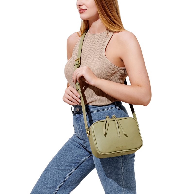Katie Loxton Isla Crossbody Bag Olive Green KLB2289 on model