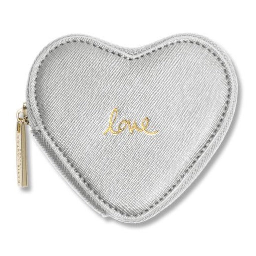 Katie Loxton Love Heart Coin Purse Silver KLB063 front