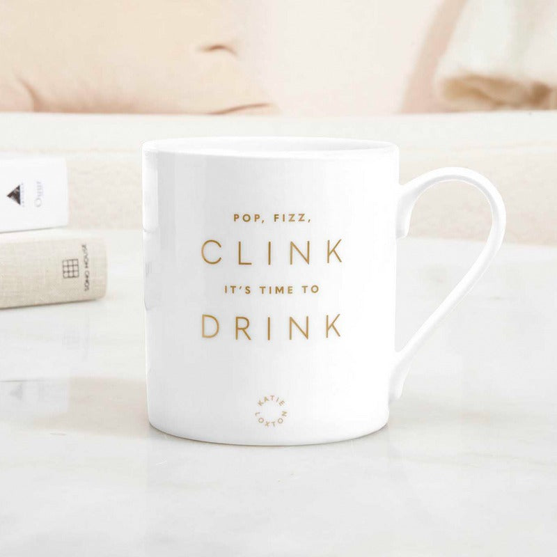 Katie Loxton Porcelain Mug Pop Fizz Clink Its Time To Drink KLCW112 lifestyle