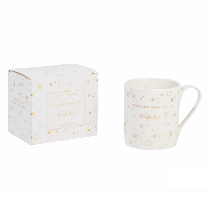 Katie Loxton Porcelein Mug Working Nine Til Wine with box