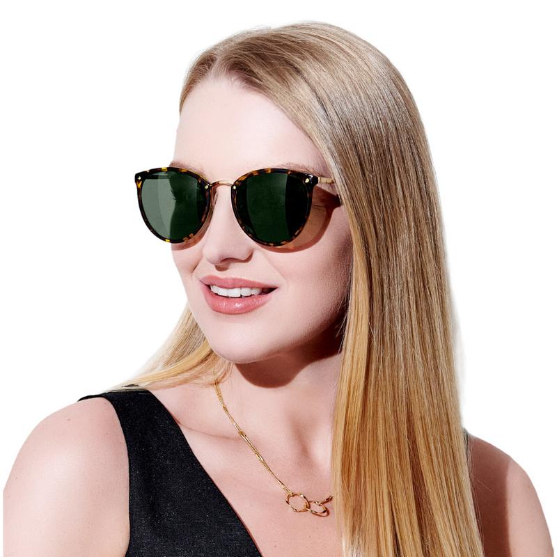 Katie Loxton Santorini Sunglasses in Brown Tortoiseshell KLSG044 on model