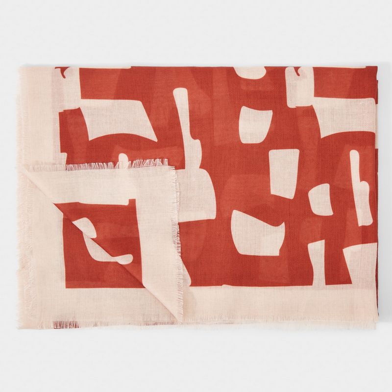 Katie Loxton Scarf Abstract Blocks in Red & Pale Pink KLS425 main