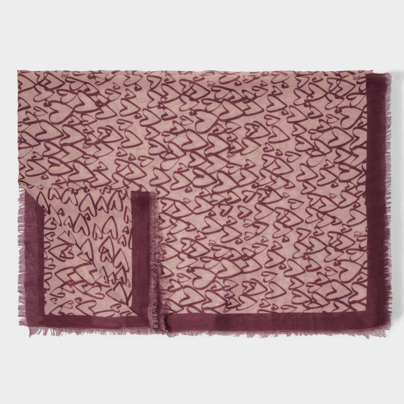 Katie Loxton Scarf Outline Hearts in Pink & Plum KLS420 main