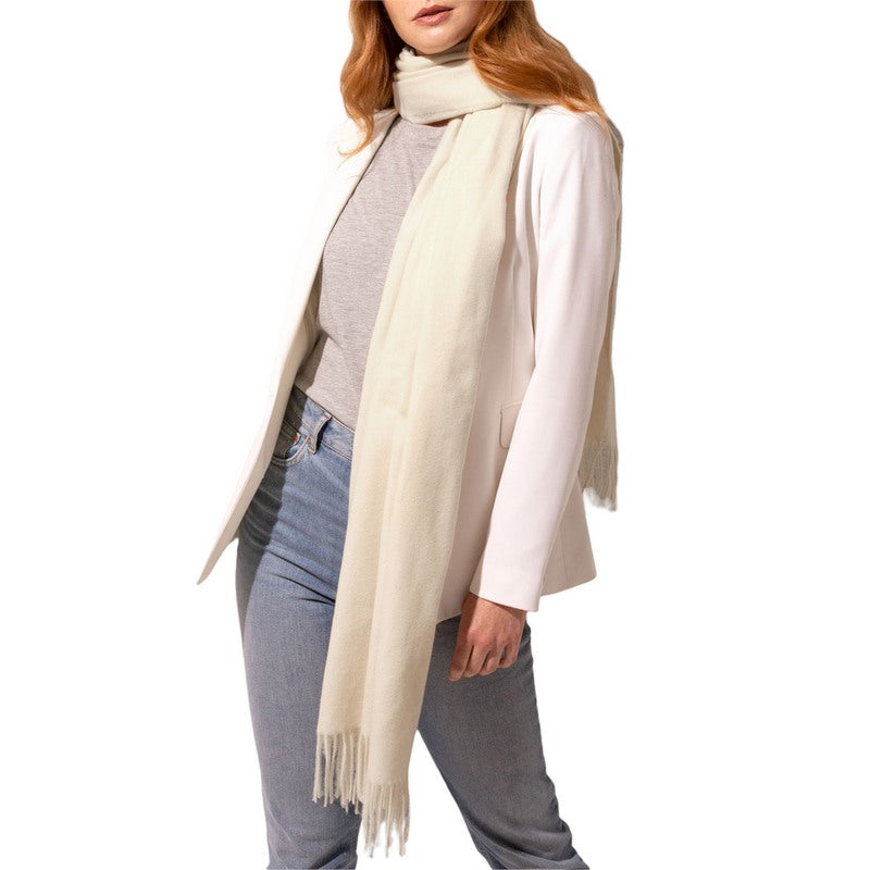 Katie Loxton Sustainable Style Blanket Scarf in Off White KLS418 on model