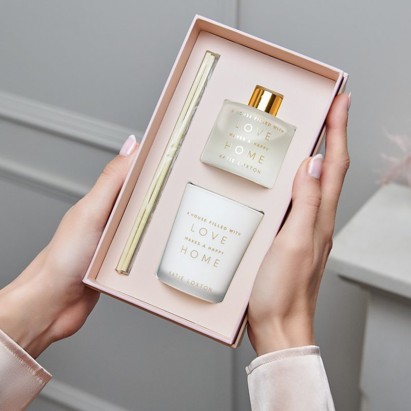 Katie Loxton White Orchid & Soft Cotton Reed Diffuser & Candle Love Makes A Happy Home KLC294 lifestyle