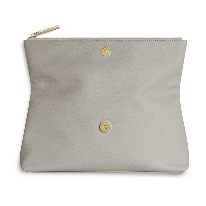 Katie Loxton Alise Soft Pebble Fold Over Clutch Stone KLB659 poppers