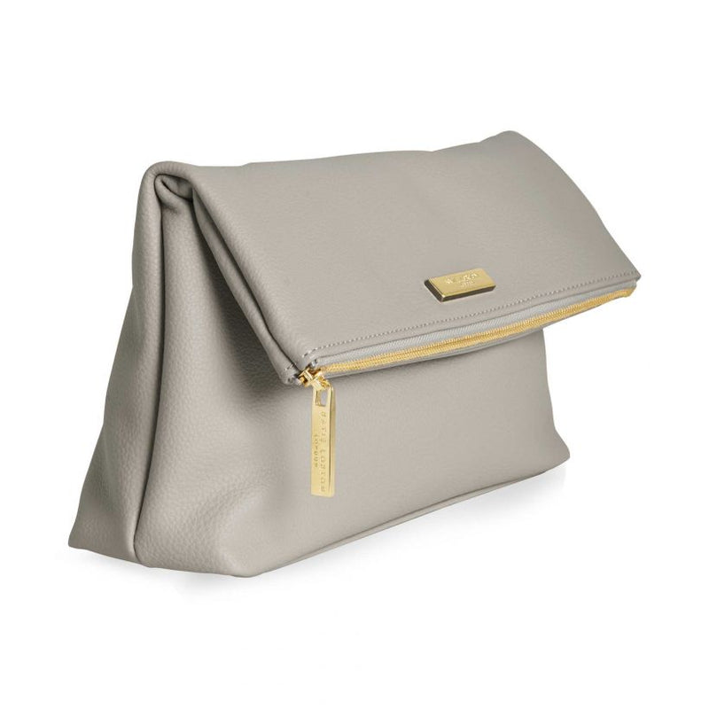 Katie Loxton Alise Soft Pebble Fold Over Clutch Stone KLB659 side