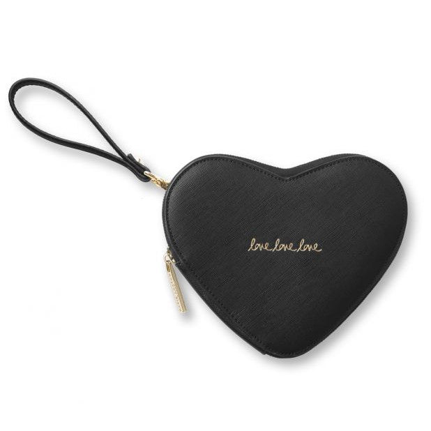 Katie Loxton Heart Clutch Black - Love Love Love klb049 front
