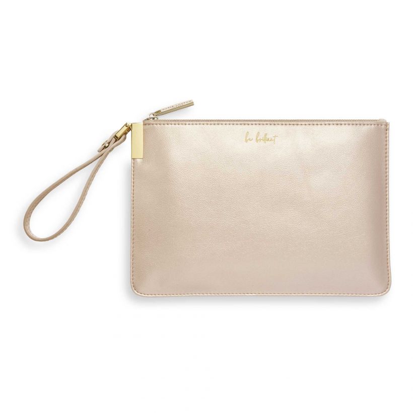Katie Loxton Secret Message Pouch Metallic Champagne Be Brilliant KLB621 front