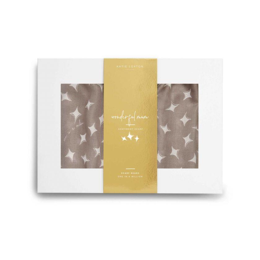 Katie Loxton Wonderful Mum Scarf in Oatmeal KLS155 boxed