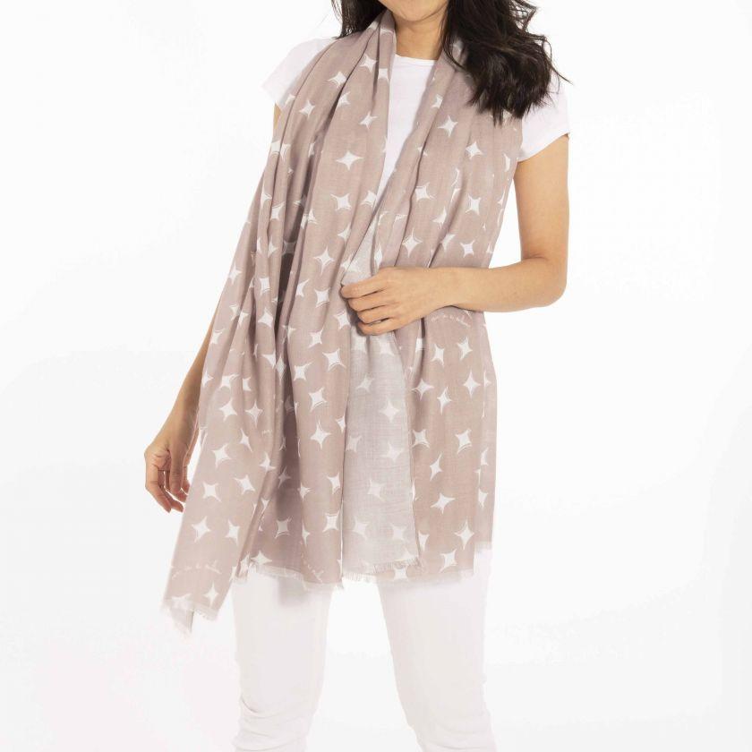 Katie Loxton Wonderful Mum Scarf in Oatmeal KLS155 on model