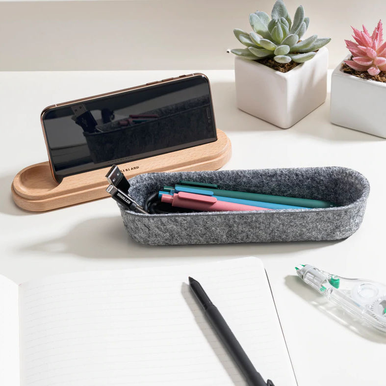 Kikkerland Felt Pencil Case and Phone Holder OR118 lifestyle