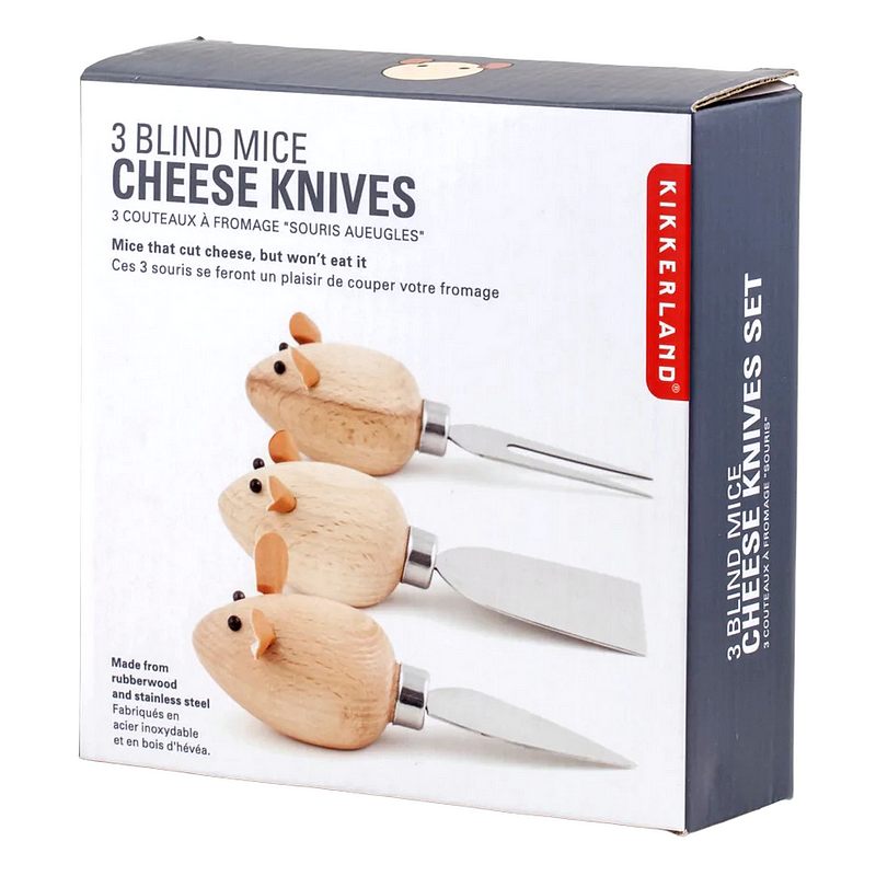 Kikkerland Mice Cheese Knives Set CHS08 boxed