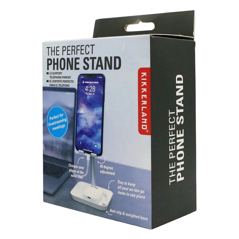 Kikkerland Perfect Phone Stand White US216-WH box