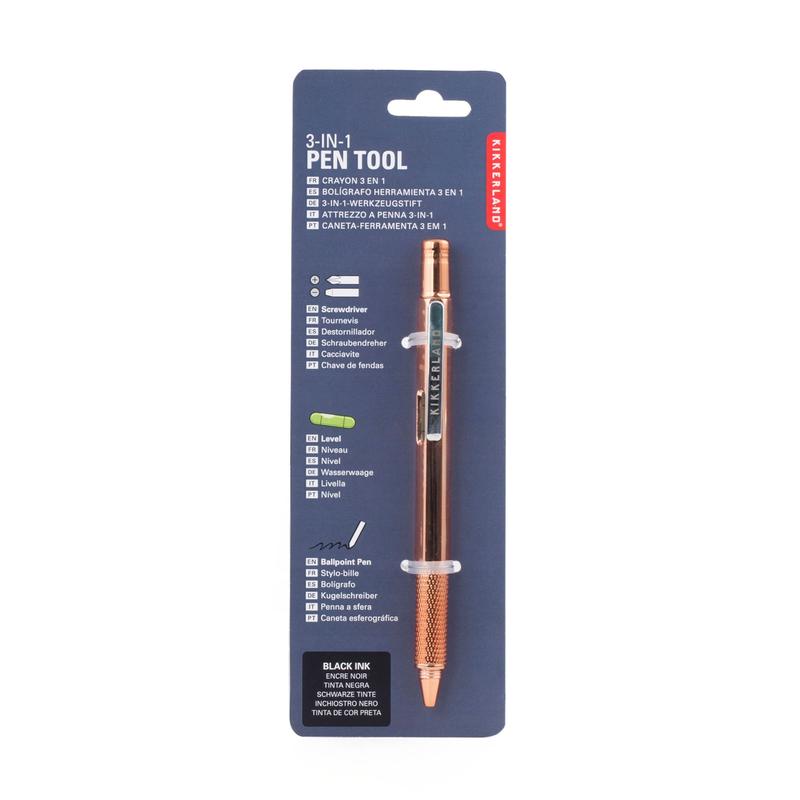 Kikkerland Copper 3 in 1 Pen Tool 4356 on display card
