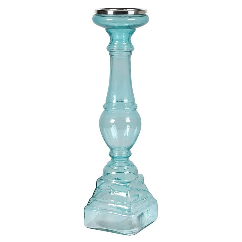 Large Opaque Blue Glass Candle Stick STH089 main