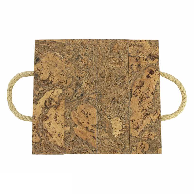 Liga Eco Living Block Cork Trivet with Rope Handles top