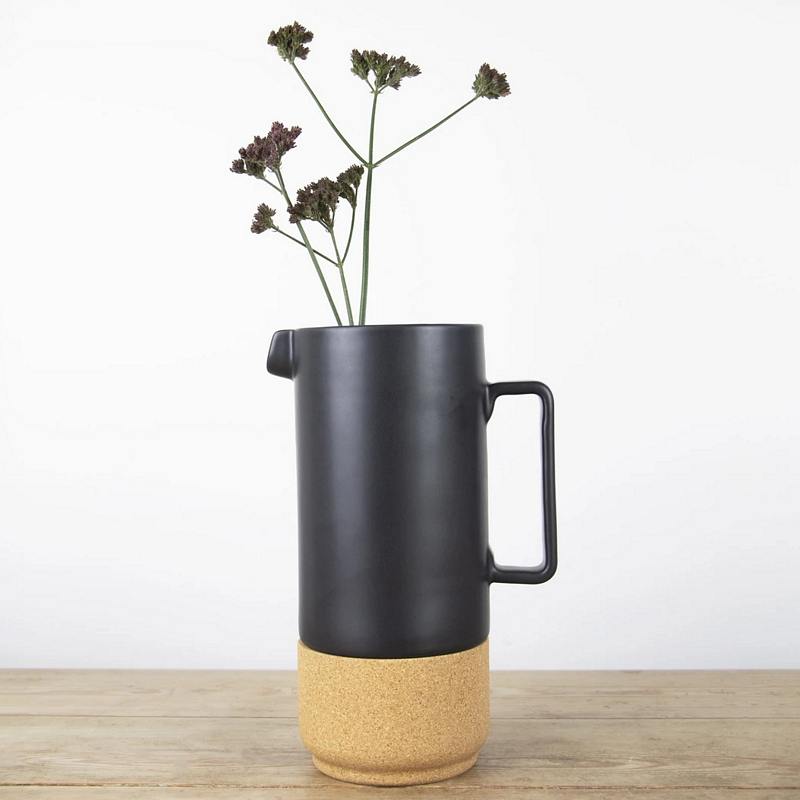 Liga Eco Living Cork Base Matt Black Tall Jug lifestyle