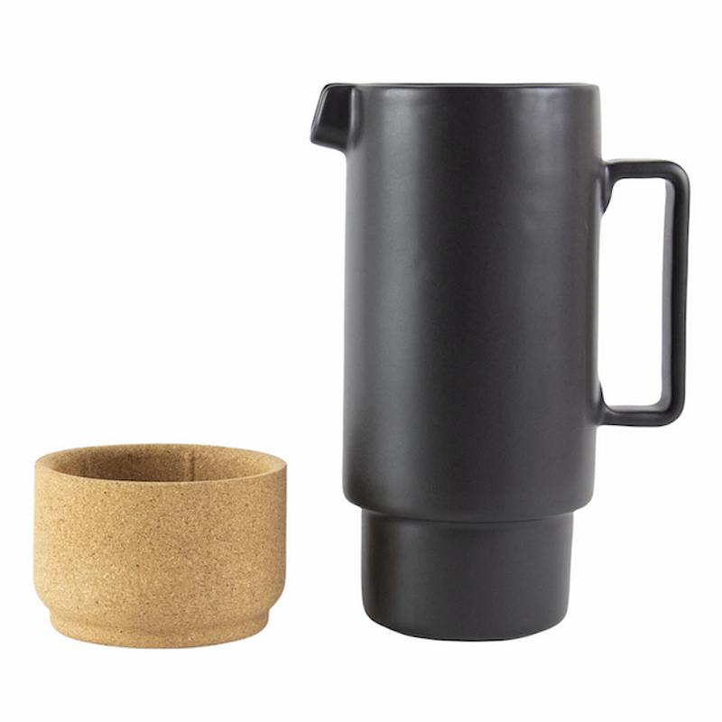 Liga Eco Living Cork Base Matt Black Tall Jug off base