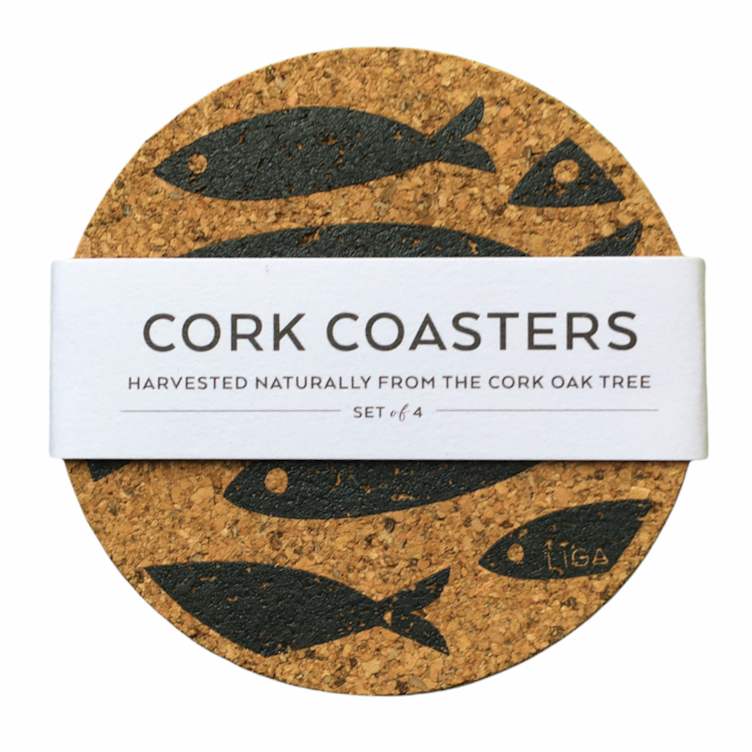 Liga Eco Living Cork Coasters Fish main