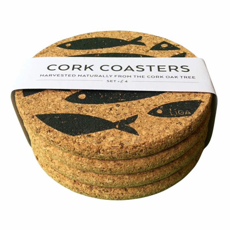 Liga Eco Living Cork Coasters Fish side