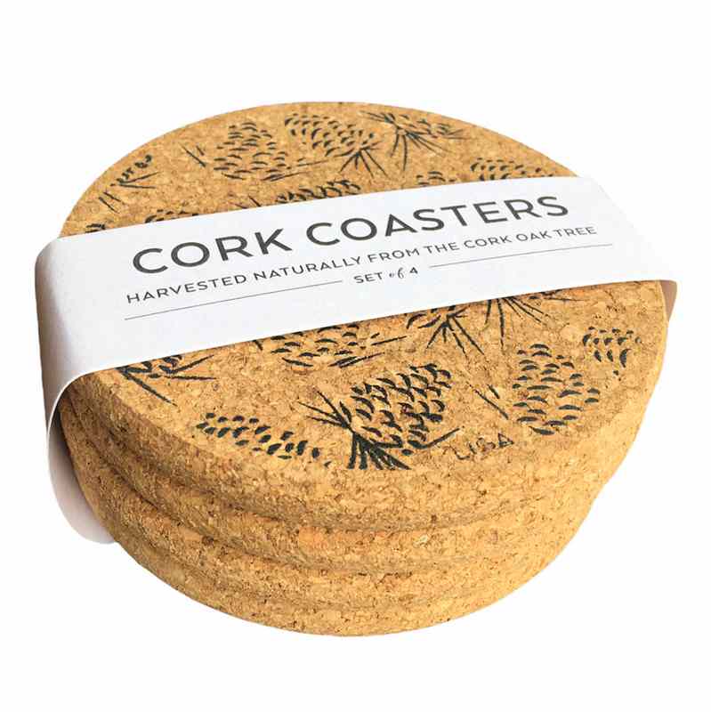 Liga Eco Living Cork Coasters With Pinecones Print side