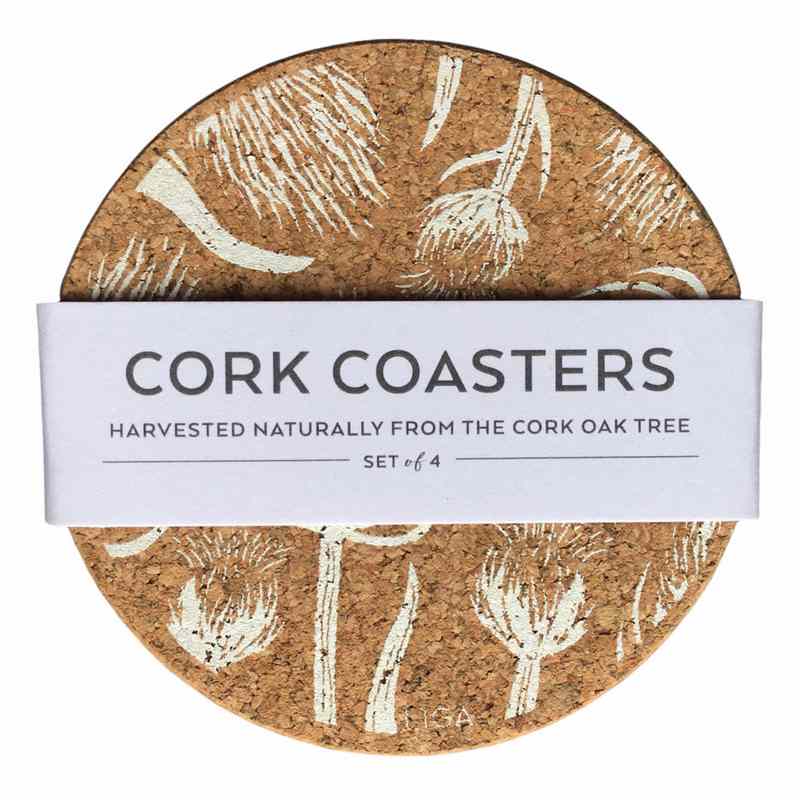 Liga Eco Living Cork Coasters With Thistle Print main