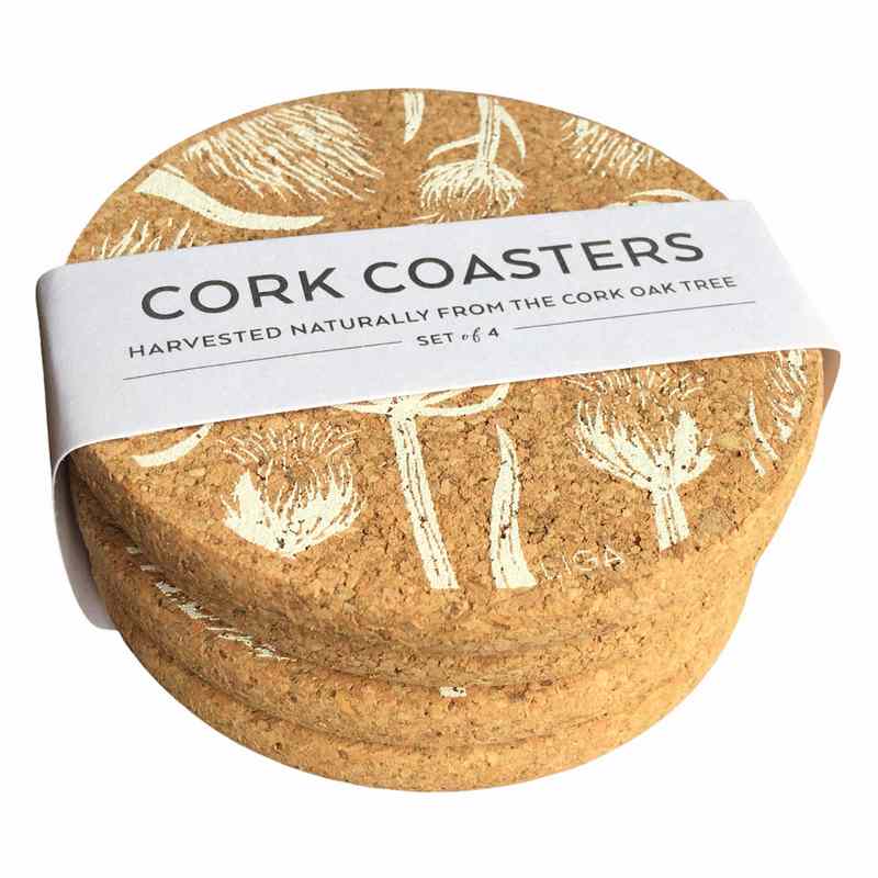 Liga Eco Living Cork Coasters With Thistle Print side