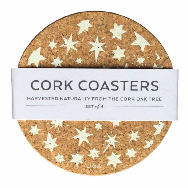 Liga Eco Living Cork Coasters With White Star Print main