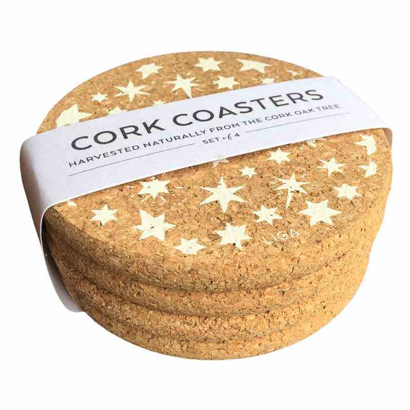 Liga Eco Living Cork Coasters With White Star Print side