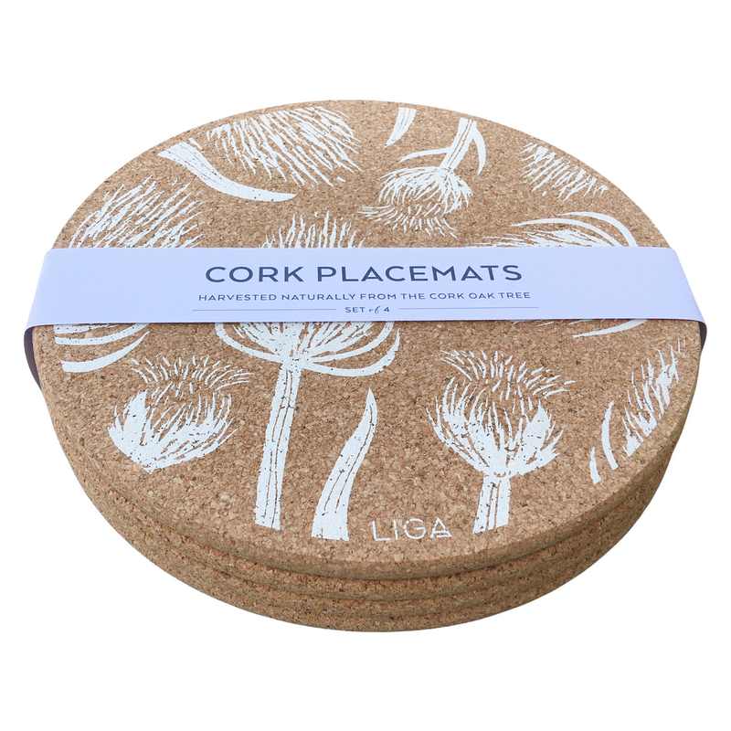 Liga Eco Living Cork Placemats Thistle Print side