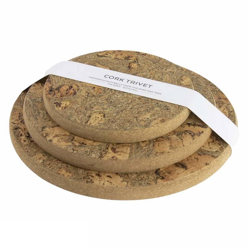 Liga Eco Living Ice Grey Round Cork Trivet Set angled