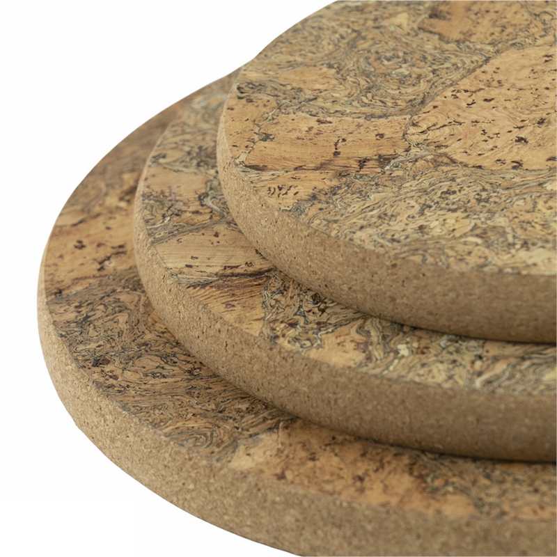 Liga Eco Living Ice Grey Round Cork Trivet Set close-up