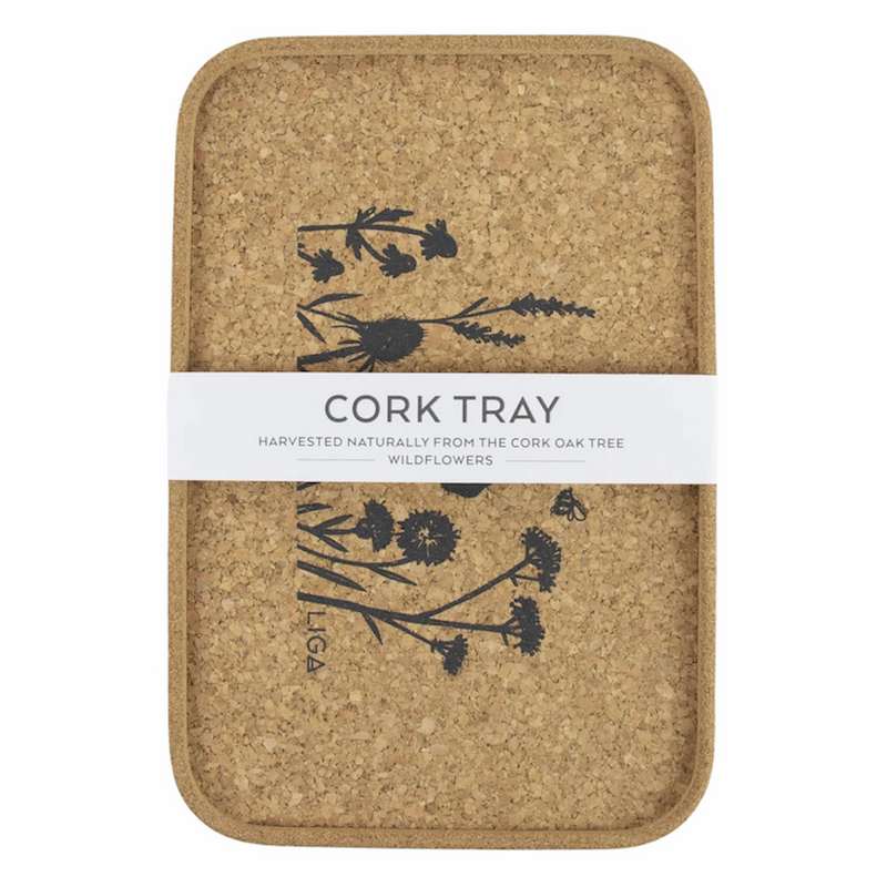 Liga Eco Living Wildflower Print Cork Drinks Tray with packaging