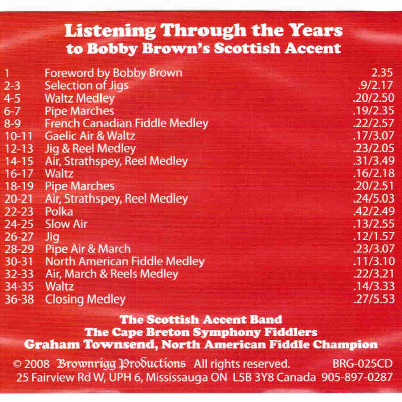 Listening Through The Years To Bobby Brown's Scottish Accent CD back cover
