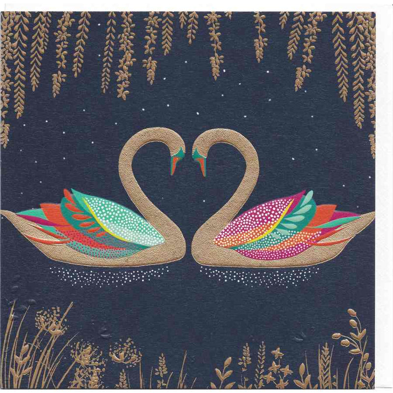 Love Heart Swans Greeting Card