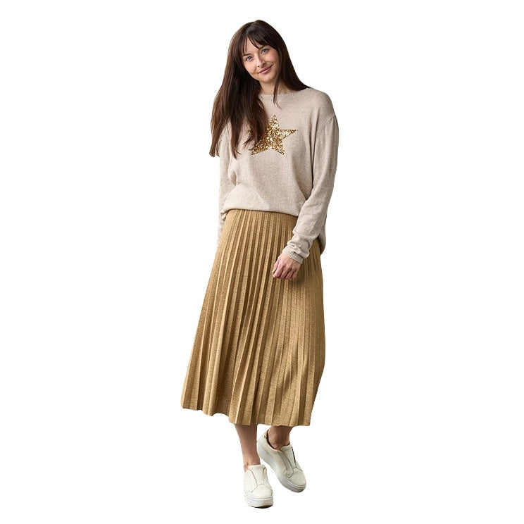 Luella Clothing Lurex Pleated Skirt Gold on model main