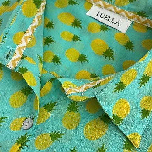 Luella Fashion Pineapple Cotton Shirt Mint collar detail