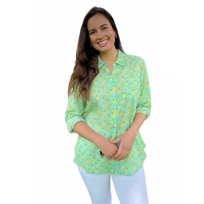 Luella Fashion Pineapple Cotton Shirt Mint on model front